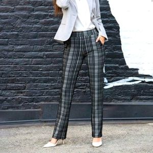 Betabrand Plaid 6-Button Dress Pant Yoga Pants